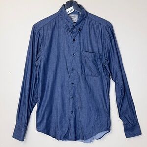 Naked & Famous Japanese Cotton Chambray Button Down Shirt - Men's Size S - Blue